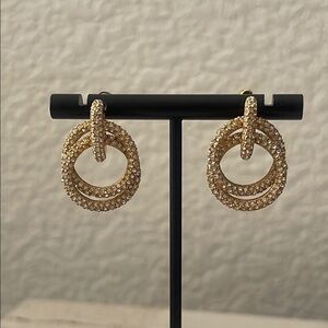 Vintage Nadri Pave Gold Door Knocker Earrings.